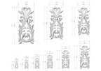 several ornate, decorative designs or sculptures, each with its own unique size and shape. The designs are detailed and intricate, showcasing the artist's skill and craftsmanship. The image is a collection of various sizes and shapes, providing a comprehensive view of the artist's work.