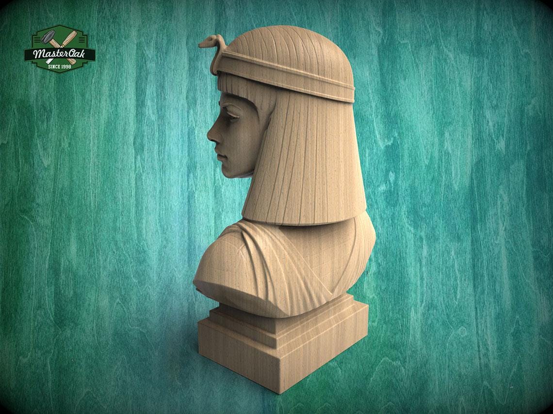 Cleopatra Bust, Hand-Finished Wood Sculpture | Ancient Egypt Decor