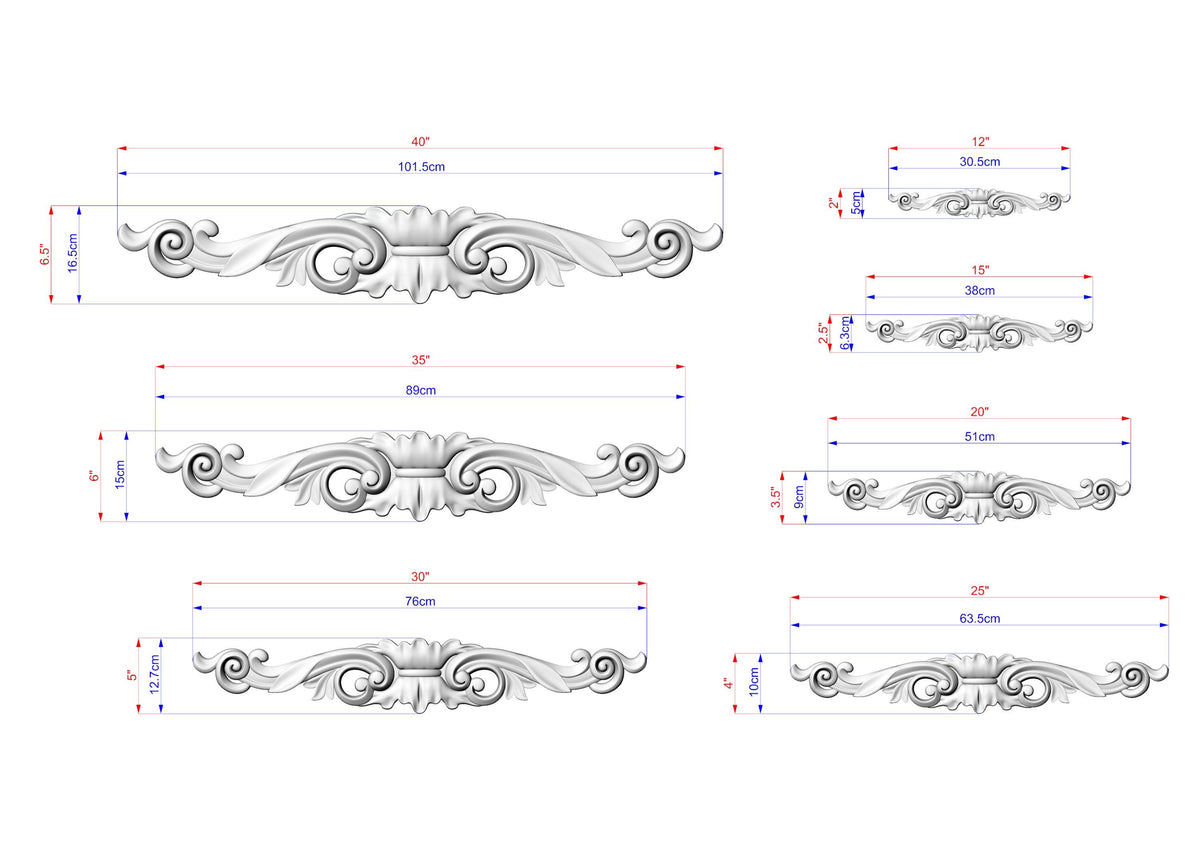 a drawing of a set of four ornate scrolls
