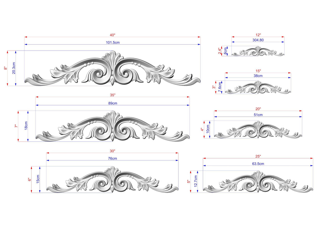Baroque-Style Wood Applique with Curved Acanthus Leaves