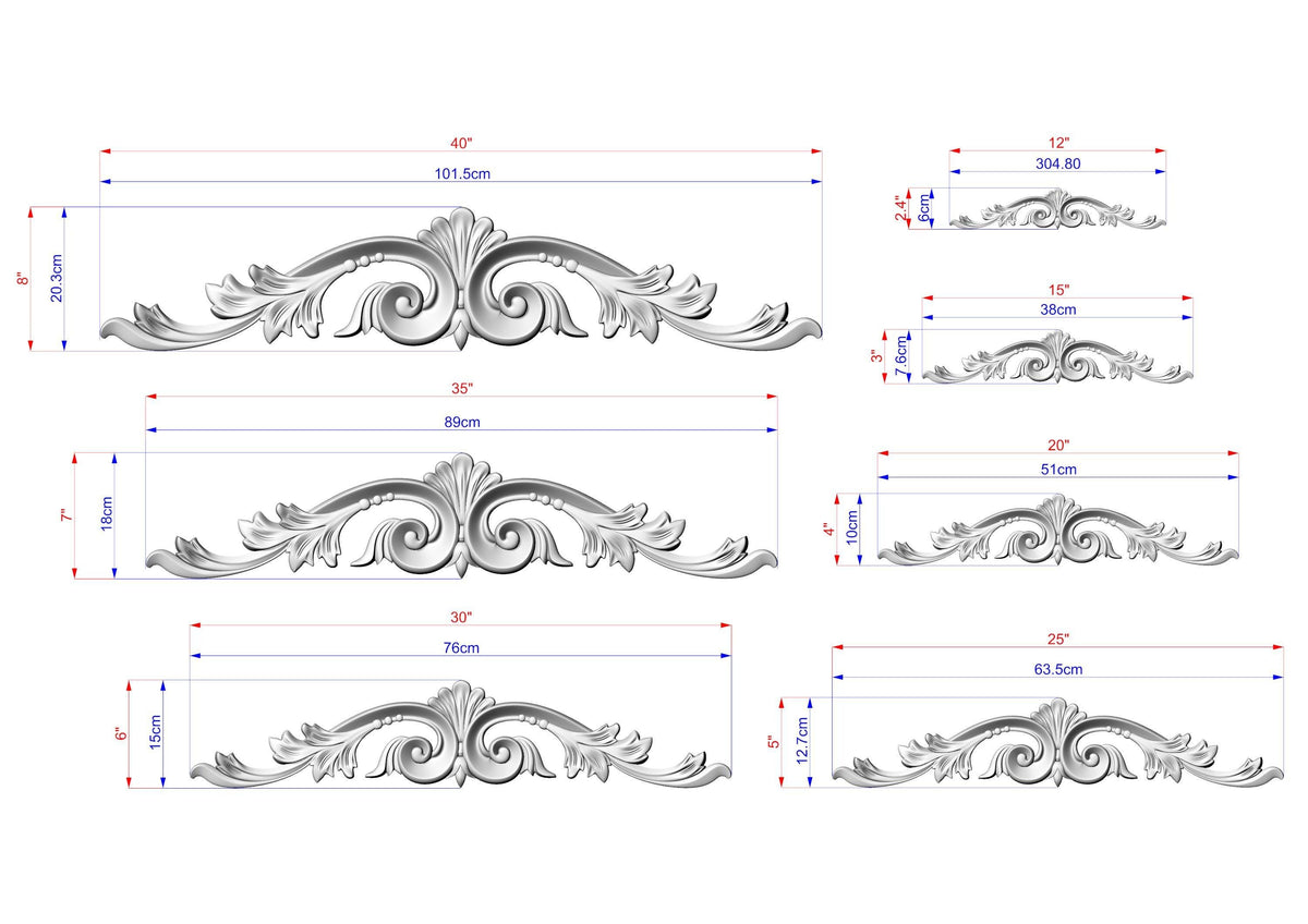 Baroque-Style Wood Applique with Curved Acanthus Leaves