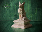 Sitting Fox #2 made of wood, Wooden Finial for Staircase Newel Post, Wood Carved Fox Statue, Rustic Woodland Animal Accent, 1pc, Unpainted