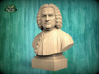 Johann Sebastian Bach Bust, Hand-Finished Wood Sculpture | Baroque Composer Decor