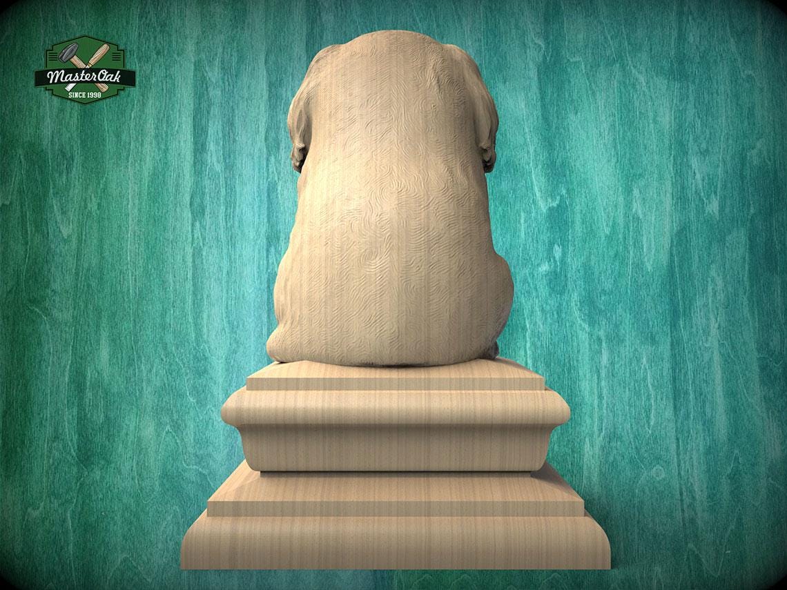 Carved Wooden Pekingese Dog Finial – Decorative Post Topper Statue, Deck or Stair Post