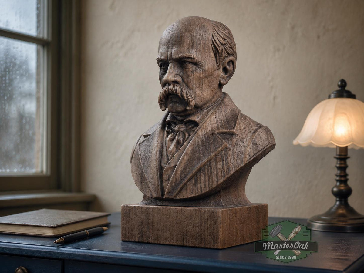 Taras Shevchenko Bust, Hand-Finished Wood Sculpture | Ukrainian Culture Gift