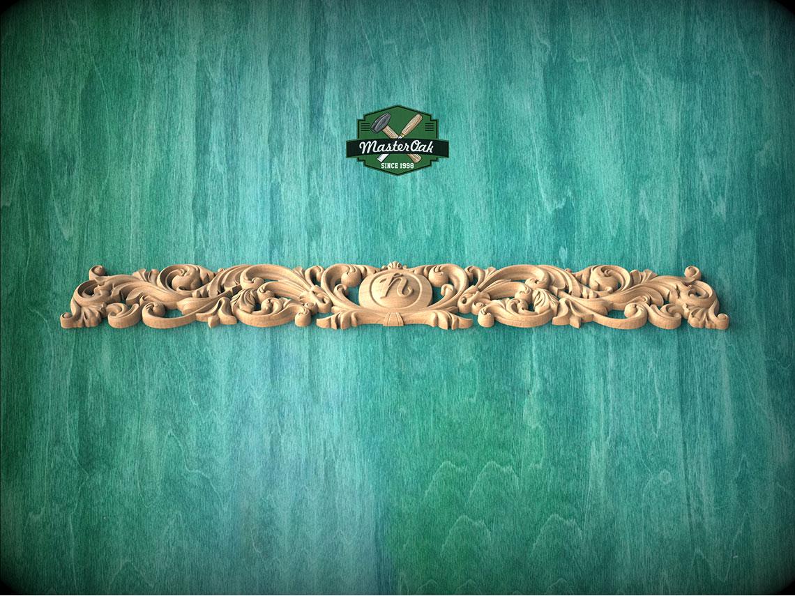 Personalized Renaissance Inspired Horizontal Carved Onlay – Classical Scrollwork Applique, 1 pc, Unpainted, Furniture Embellishment