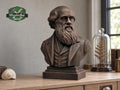 Charles Darwin Bust, Hand-Finished Wood Sculpture | Biology & Science Decor
