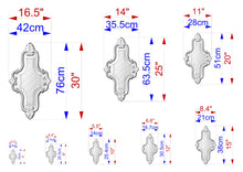 Load image into Gallery viewer, a collection of various sizes of mirrors, each with its own unique design and dimensions. The mirrors are shown in different sizes, ranging from small to large, and are arranged in a grid-like pattern. The image provides a visual representation of the different sizes and shapes of the mirrors, allowing for a clear understanding of their relative dimensions and features.
