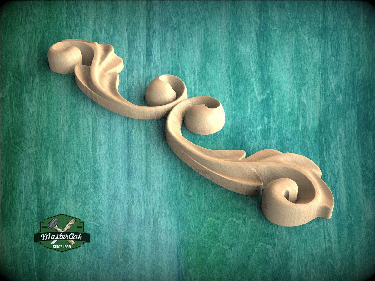 a wood carving of a decorative design on a green background