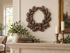 Laurel Wreath Wall Art | Hand-Sanded & Hand-Toned Carved Wood | Classic Home Decor
