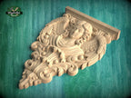 Carved Wood Angel Wall Applique with Wings and Acanthus Scrollwork