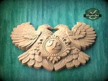 Load image into Gallery viewer, Personalized Dove Wall Plaque – Carved Wooden Wedding Onlay with Monogram
