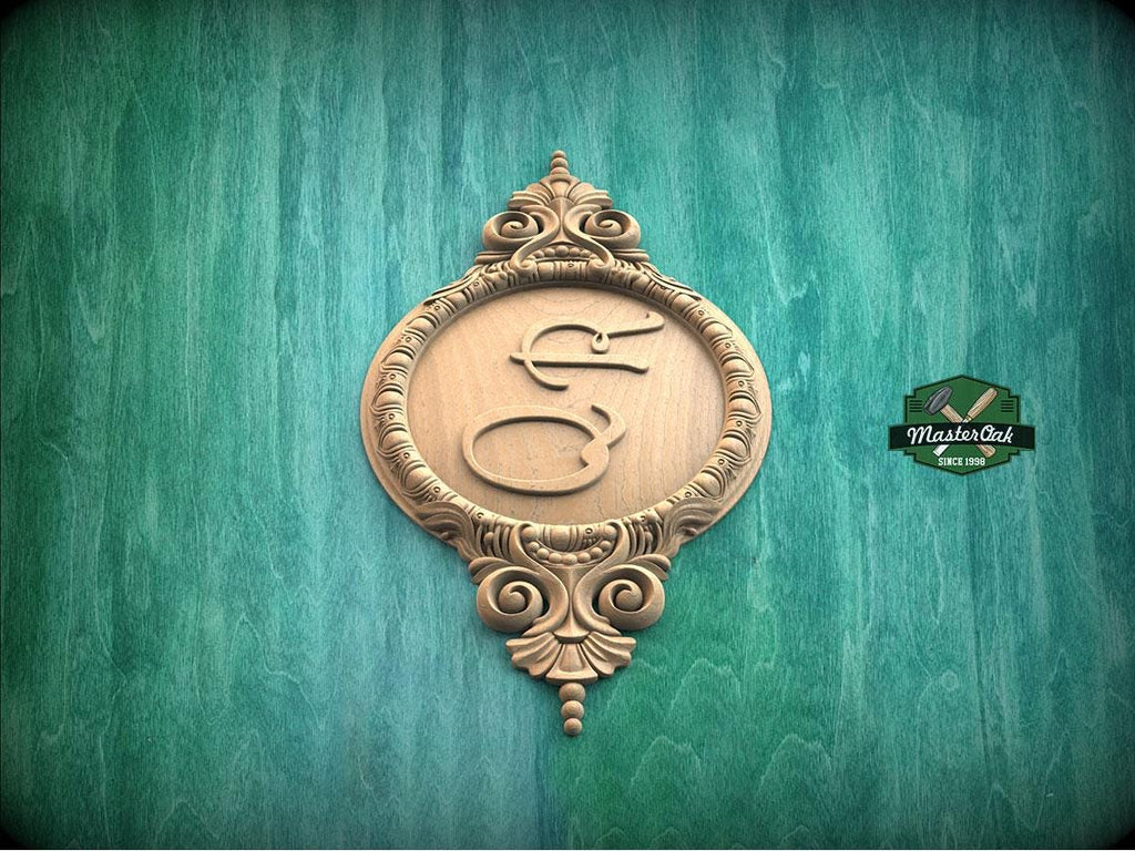 Personalized Medallion Wood Onlay - Classic Central Applique Decor, 1 pc, Unpainted, Home Wall Embellishments, wood wall art decor