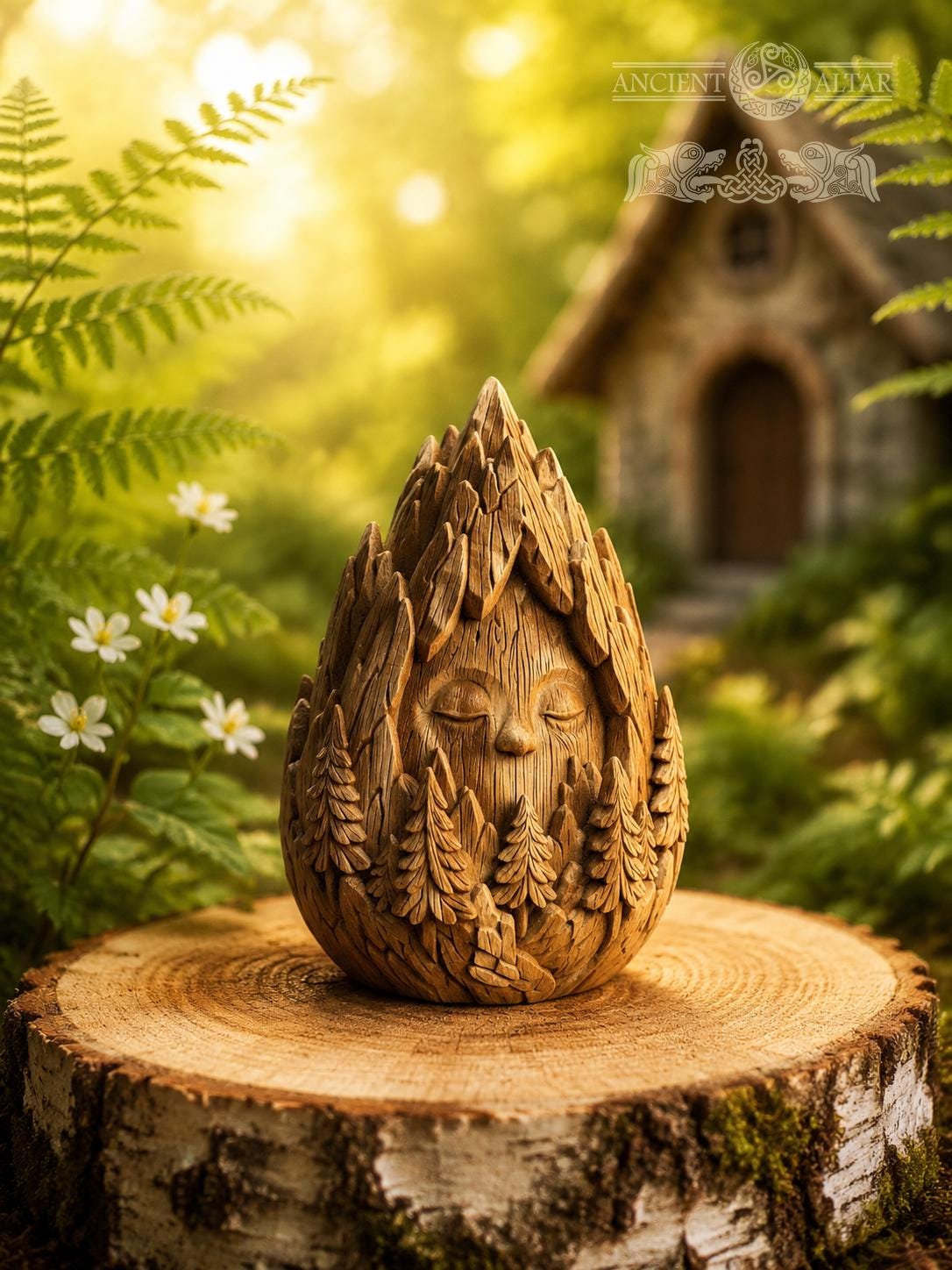 Mountain Sage Figurine, Carved Oak Forest Spirit, Wooden Mountain Decor, Nature Lover Gift, Woodland Guardian Statue
