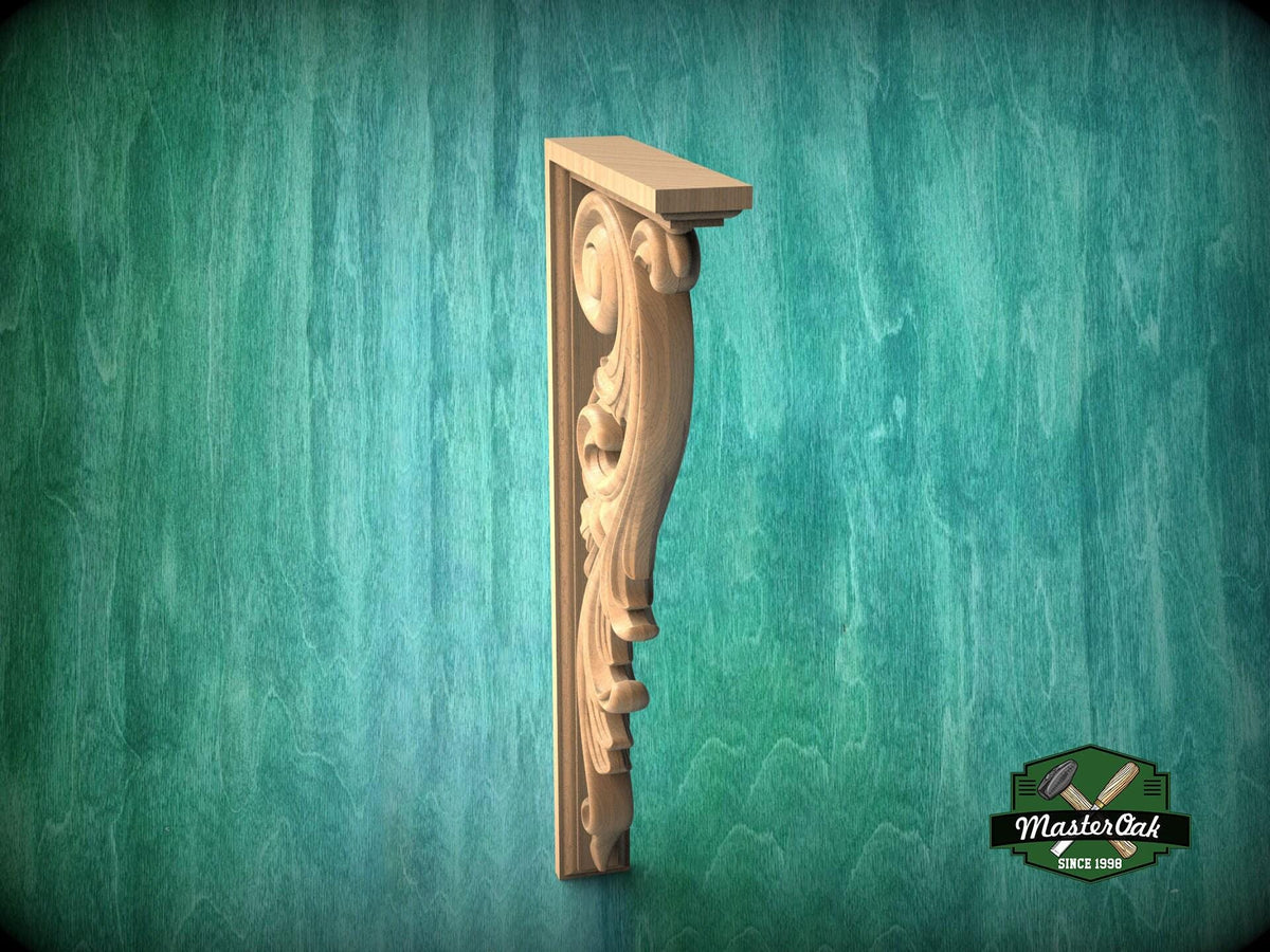 Ornate Wooden Doorway Corner Bracket with Acanthus Scrolls