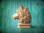 Carved Wolf Head Sculpture - Wooden Newel Post Finial, Nordic Style Animal Art Topper