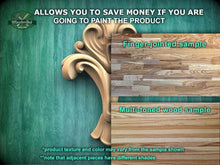 Load image into Gallery viewer, The image is a promotional advertisement for Master Oak Paint, showcasing a variety of wood samples available for painting. The samples include a finger-jointed sample, a multi-toned wood sample, and a product texture and color that may vary from the sample shown. The ad emphasizes that the product texture and color may differ from the sample, and notes that adjacent pieces have different shades.
