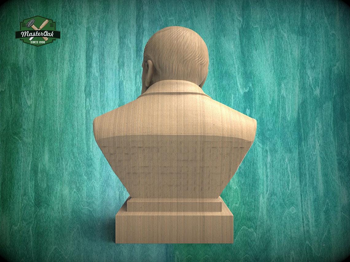 Winston Churchill Bust | Precision-Carved & Hand-Finished Wood Statue | History Gift