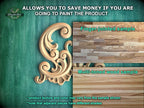The image is a promotional advertisement for Master Oak, a company that sells wood products. It features a close-up of a wooden carving and a sample of multi-toned wood, along with text that provides information about the products.