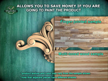 Load image into Gallery viewer, The image is a promotional advertisement for Master Oak, a company that sells wood products. It features a close-up of a wooden sample, including a finger-jointed sample and a multi-toned wood sample. The text on the image encourages viewers to save money by painting the product, highlighting the different wood textures and colors available. The image also includes a note that adjacent pieces have different shades, emphasizing the variety of options available from Master Oak.

