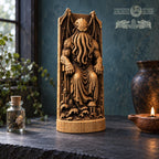 Cthulhu Throne Statue, Wooden Lovecraftian Monster Figurine, R’lyeh Cosmic Horror Decor, Gothic Altar Sculpture, Dark Fantasy Gift