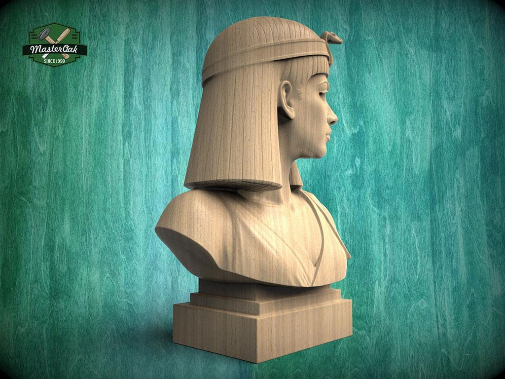 Cleopatra Bust, Hand-Finished Wood Sculpture | Ancient Egypt Decor