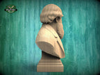 Charles Darwin Bust, Hand-Finished Wood Sculpture | Biology & Science Decor