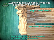 Load image into Gallery viewer, Ionic capital base decor, Acanthus applique, Unpainted, Decorative Carved Wooden Capital, wood onlays, wood wall art decor
