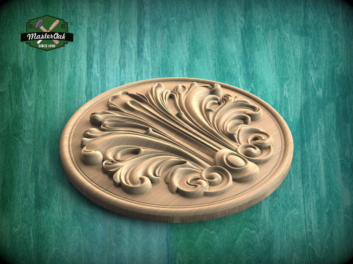 Interior Wood Ornament: Round Wood Rosette, Artisanal Wooden Medallion, 1 pc, Unpainted, Decorative Rosettes, Wooden Rosette Detai