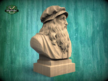 Load image into Gallery viewer, Leonardo da Vinci Bust | Hand-Sanded &amp; Hand-Toned | Gift for Artists and Inventors
