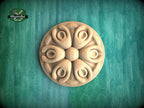 Spiral Flower Rosette – Carved Wooden Ornament with Flowing Petals Description: