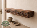 Carved Solid Oak Wall Shelf with Celtic Knot Pattern, Ornate Floating Shelf, Decorative Wood Display Shelf, Traditional Home Decor