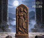 The Morrigan Statue with Ravens, Wooden Celtic Goddess Figurine, Irish Mythology Altar Decor, Pagan Warrior Goddess Gift