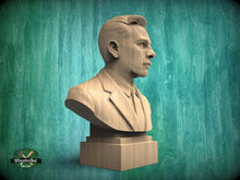 Load image into Gallery viewer, Wooden Boris Hmyria Bust | Hand-Sanded and Hand-Toned | Ukrainian Opera Singer Decor
