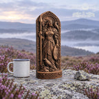 The Morrigan Statue with Ravens, Wooden Celtic Goddess Figurine, Irish Mythology Altar Decor, Pagan Warrior Goddess Gift