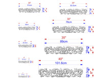 Load image into Gallery viewer, a series of ornate designs, each with its own unique size and shape. The designs are depicted in various sizes, ranging from small to large, and are accompanied by their respective measurements. The image is a collection of different designs, showcasing the diversity and intricacy of the patterns.
