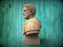 Load image into Gallery viewer, Marcus Aurelius Bust, Hand-Finished Wood Sculpture | Stoic Philosophy Decor
