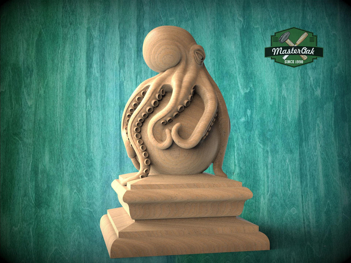 Octopus Finial: Coastal Home Decor (woodcarved Art)