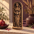Persephone Wooden Statue, Greek Goddess Figurine with Pomegranate, Queen of the Underworld, Pagan Altar Decor, Mythology Gift