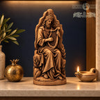 King David Playing Harp Statue, Solid Oak Biblical Sculpture, Seated Musician Figurine, Judaica Home Decor, Religious Gift