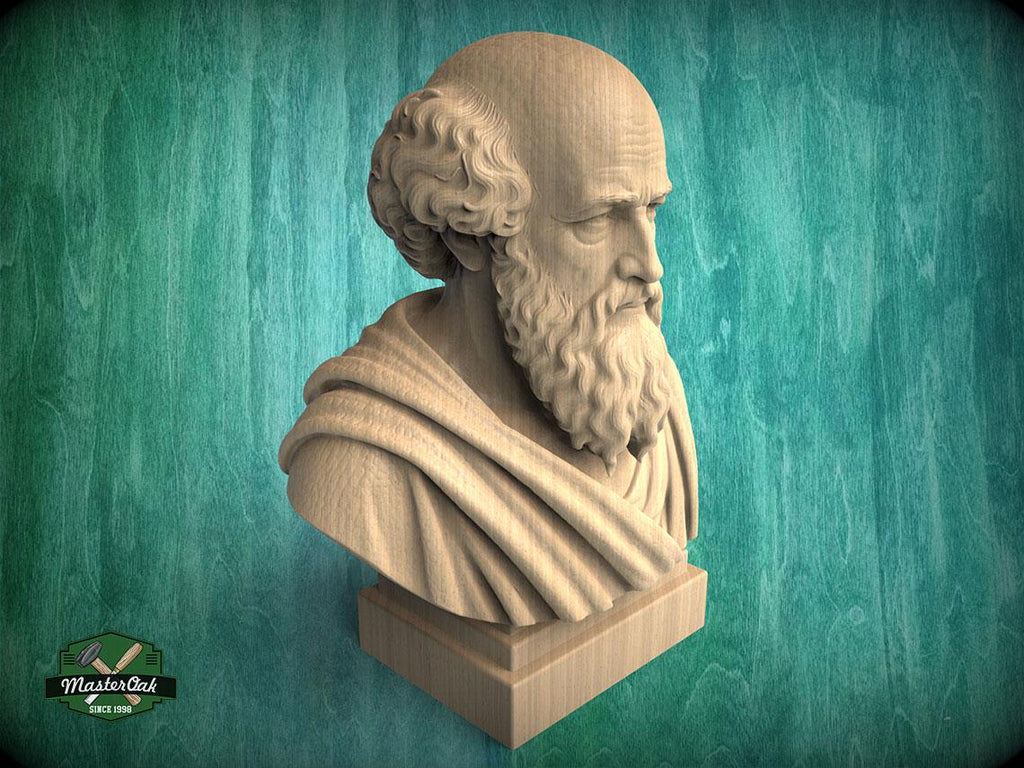 Archimedes Bust, Hand-Finished Wood Sculpture | Science History Gift for Office Library Decor