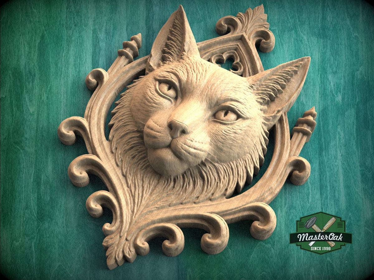 Gothic Cat Wall Decor – Carved Wooden Plaque with Victorian Frame Detail