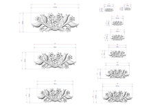 Load image into Gallery viewer, a series of floral designs, each with its own set of measurements and dimensions. The designs are depicted in a 3D style, showcasing the intricate details and craftsmanship of the floral elements. The image is a collection of various sizes and shapes, each representing a different stage or perspective of the design process.
