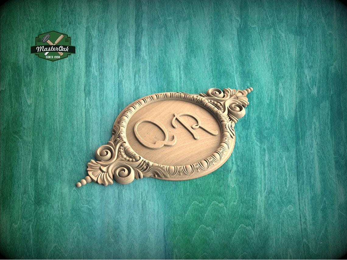 Personalized Medallion Wood Onlay - Classic Central Applique Decor, 1 pc, Unpainted, Home Wall Embellishments, wood wall art decor