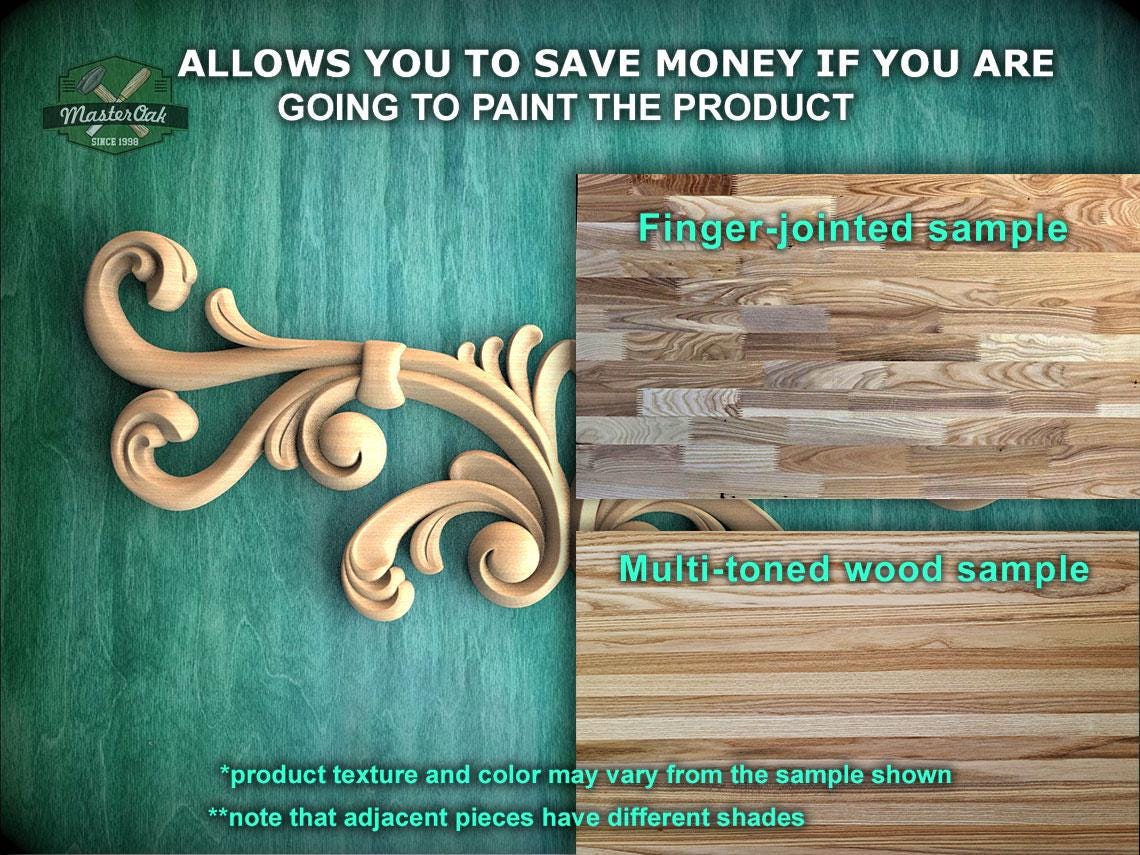 Grand Scroll Wood Applique – Ornamental Crest with Flowing Curves