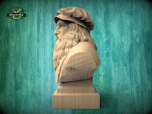 Load image into Gallery viewer, Leonardo da Vinci Bust | Hand-Sanded &amp; Hand-Toned | Gift for Artists and Inventors
