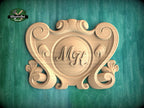 Personalized Carved Onlay, Central Wooden Cartouche for Luxury Decor, 1 pc, Unpainted, Home Wall Embellishments, wooden trims