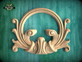 Rococo Natural Wood Onlay with Circular Motif - Central Scroll and Circle Decor, 1 pc, Unpainted, Home Wall Embellishments, wooden trims