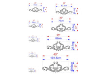 Load image into Gallery viewer, a series of images depicting various sizes of ornamental designs, each with its own set of measurements and scale. The images are arranged in a grid format, providing a visual representation of the different sizes and dimensions of the designs.

