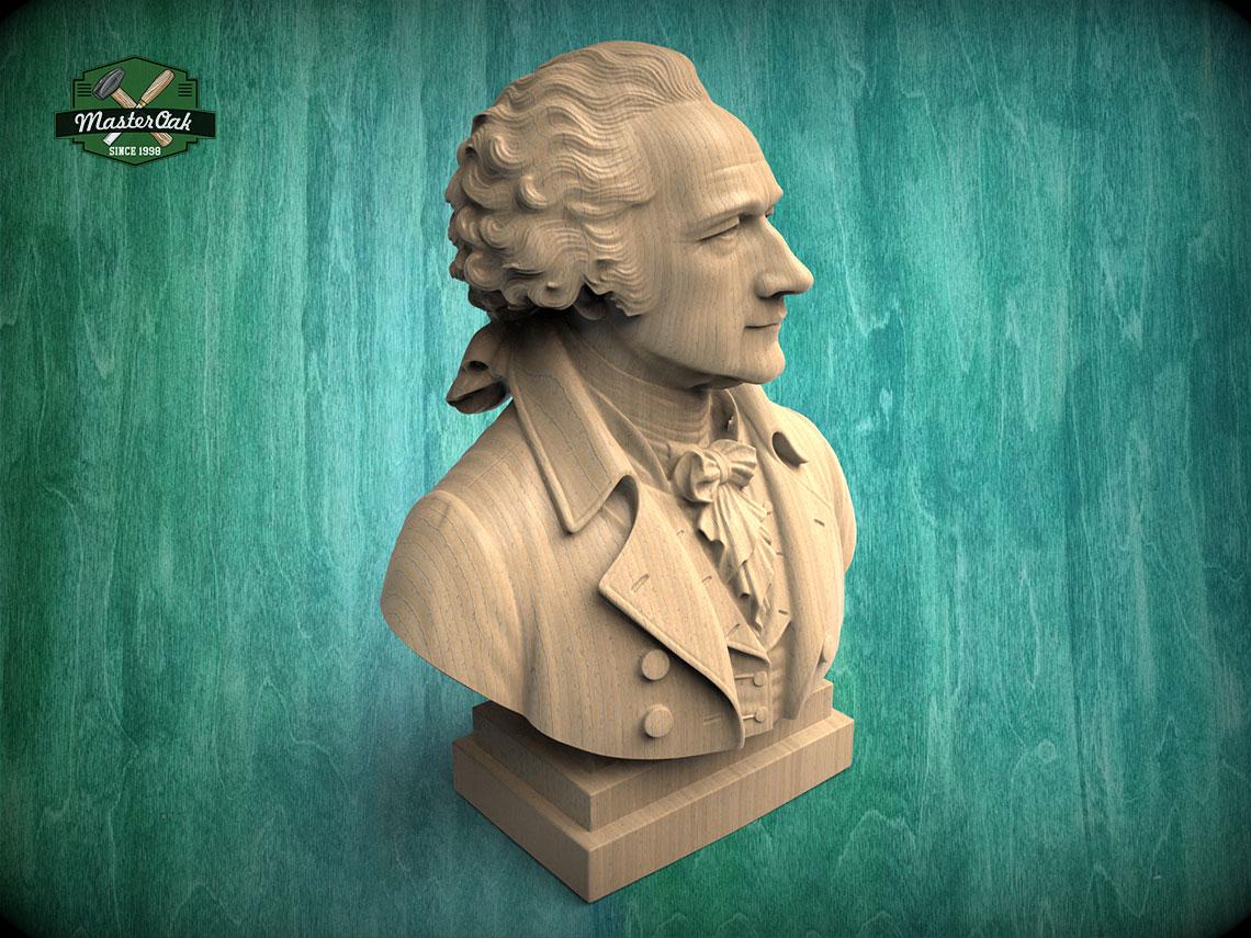 Wooden Alexander Hamilton Sculpture | Hand-Sanded & Hand-Toned | American History Decor